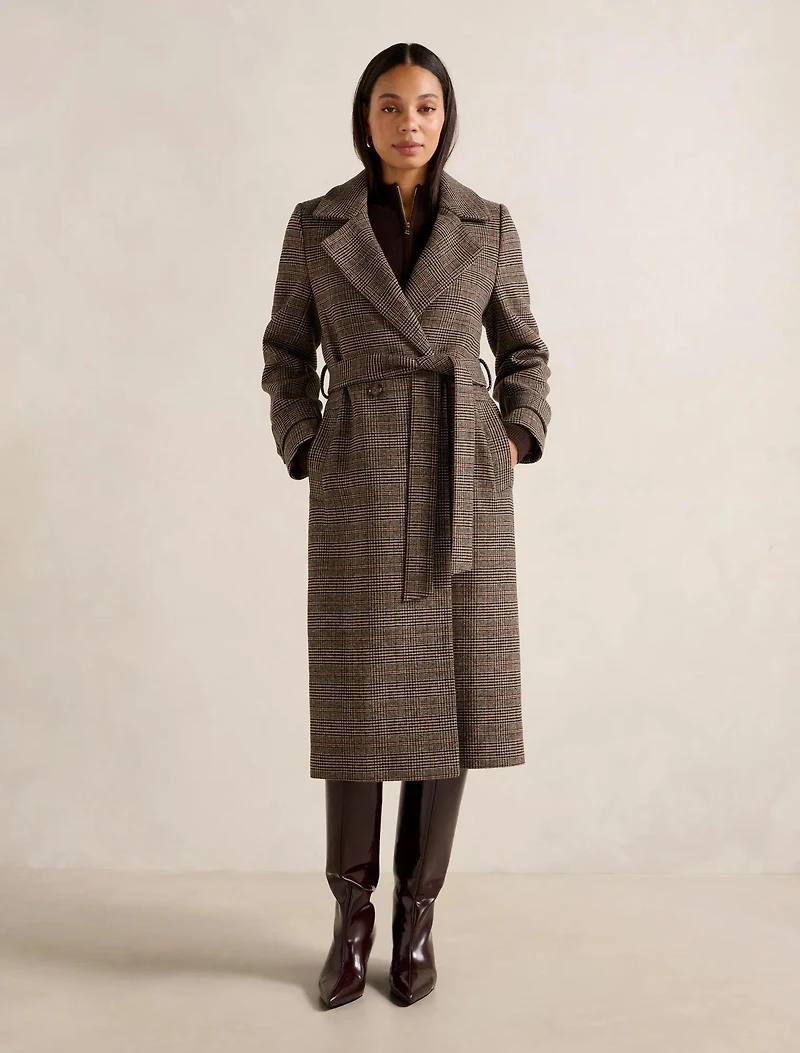 Luccia Belted Check Coat