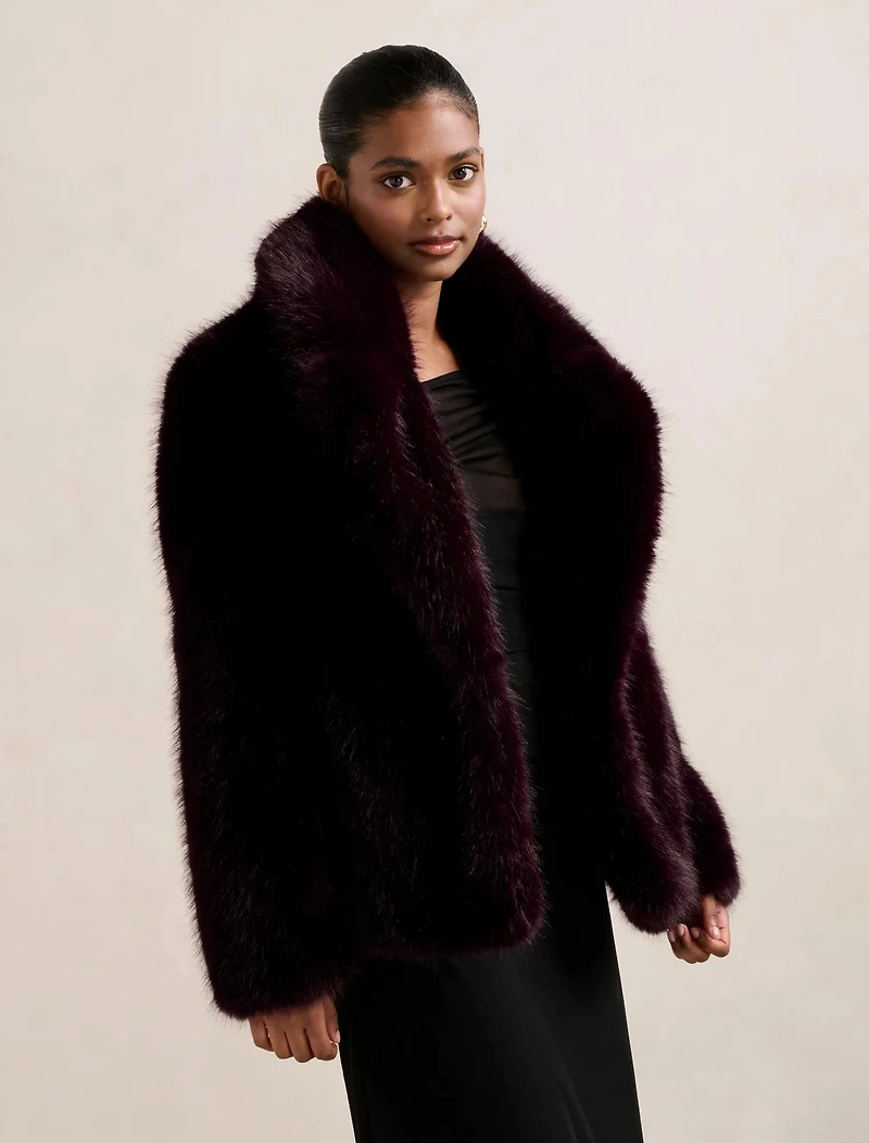 Hunter Petite Cropped Faux Fur Coat