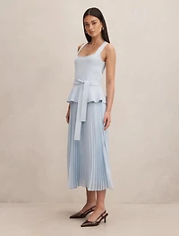 Peony Pleat Mixed Dress