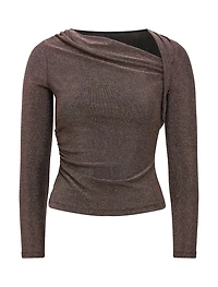 Roma Glitter Asym Neck Top