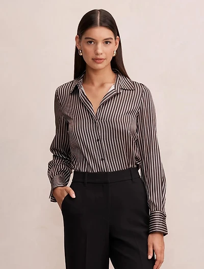 Harvey Notched Neck Satin Shirt