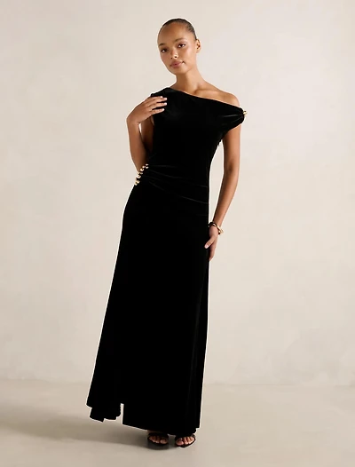 Winslet Off Shoulder Velvet Gown
