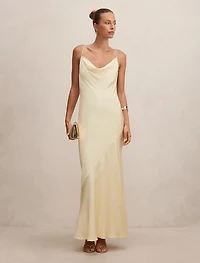 Amery 3D Floral Satin Maxi Dress