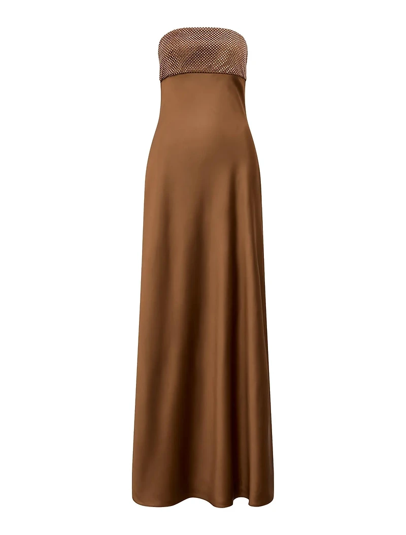 Amina Embellished Satin Maxi Dress