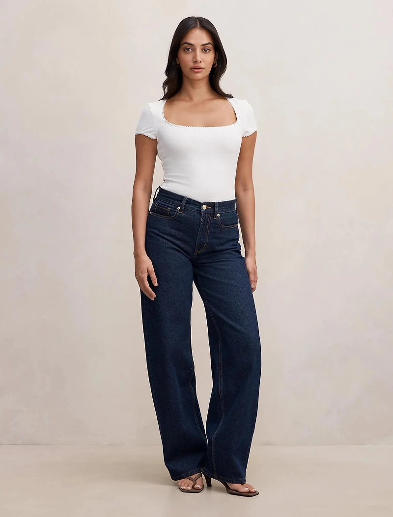 Esther Scoop Neck Trim Tee