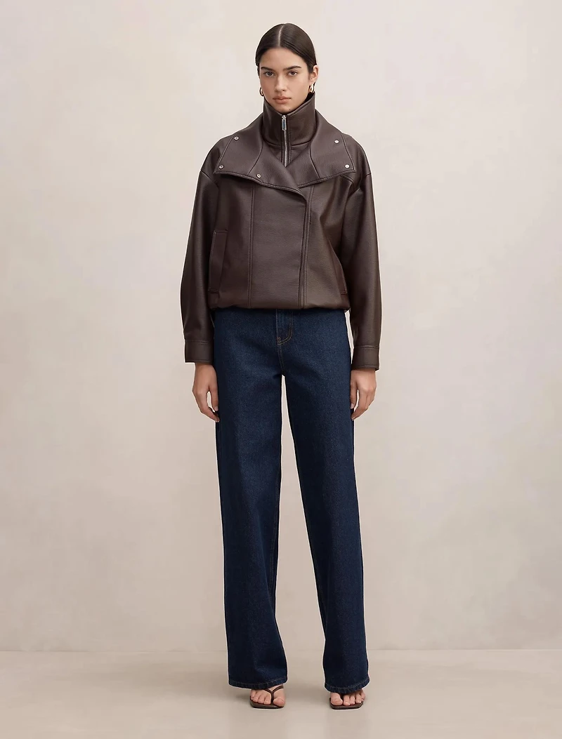 Bex Double Funnel Neck PU Jacket