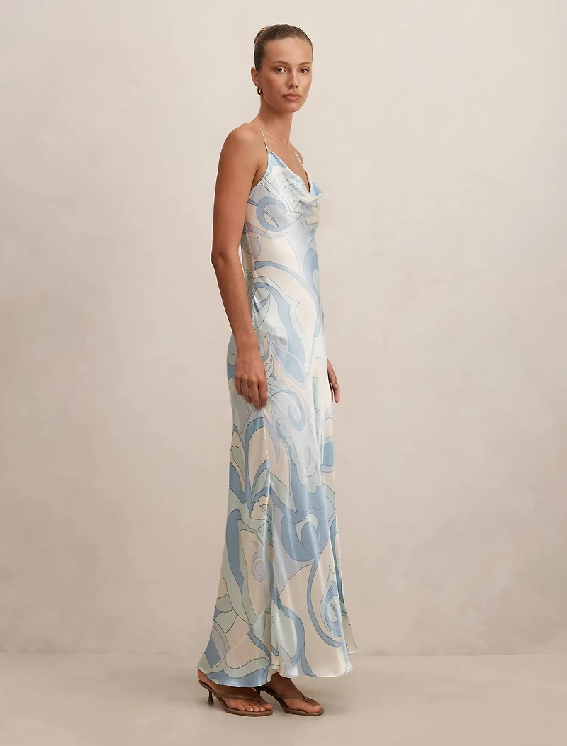 Tyler Satin Cowl Slip Maxi