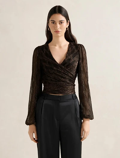 Odette Plisse Wrap Top