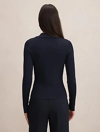 Selina Ribbed Knit Polo Top