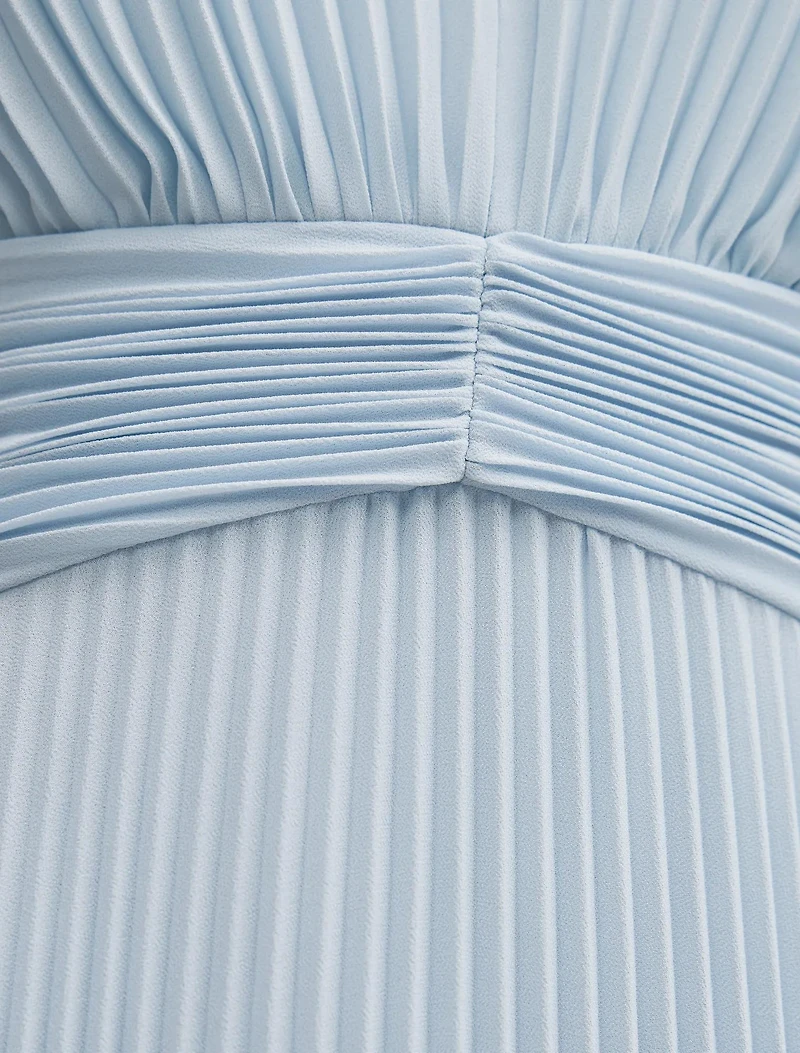 Leia Pleated Cape Maxi Dress