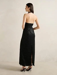 Miranda Sequin Halter Maxi Dress