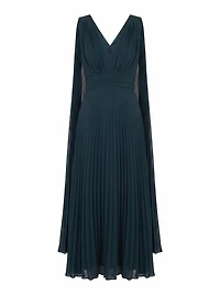 Leia Pleated Cape Maxi Dress