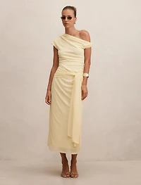 Piper Draped Tie Mesh Midi Dress