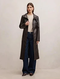 Bonnie PU Funnel Trench Coat