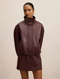 Jacquie Petite PU Funnel Neck