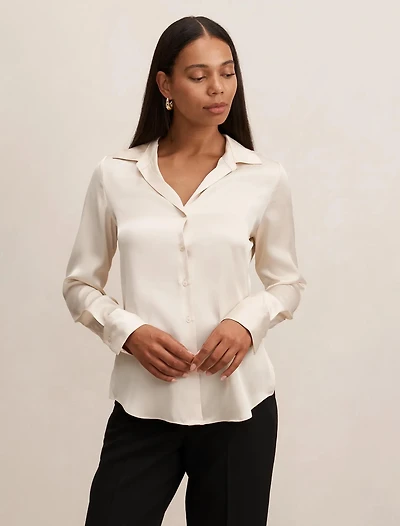 Harvey Notched Neck Satin Shirt
