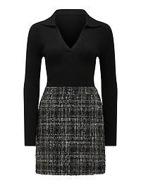 Paisley Boucle Mix Mini Dress