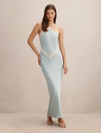 Kelli Lace Strappy Satin Maxi Dress