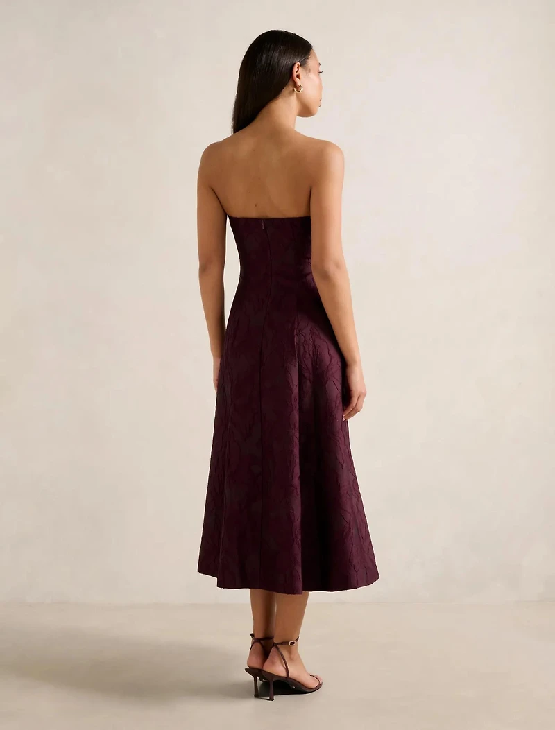 Charlotte Strapless Jacquard Midi Dress