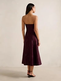 Charlotte Strapless Jacquard Midi Dress