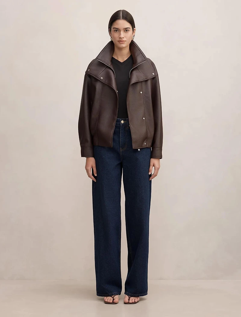 Bex Double Funnel Neck PU Jacket