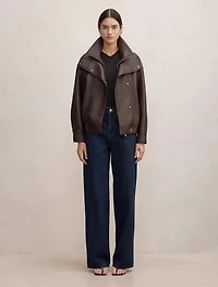 Bex Double Funnel Neck PU Jacket
