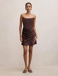 Isra Petite Drape Strapless Mini