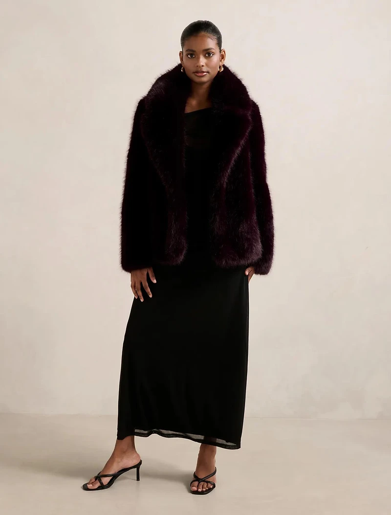 Hunter Petite Cropped Faux Fur Coat
