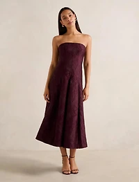 Charlotte Strapless Jacquard Midi Dress