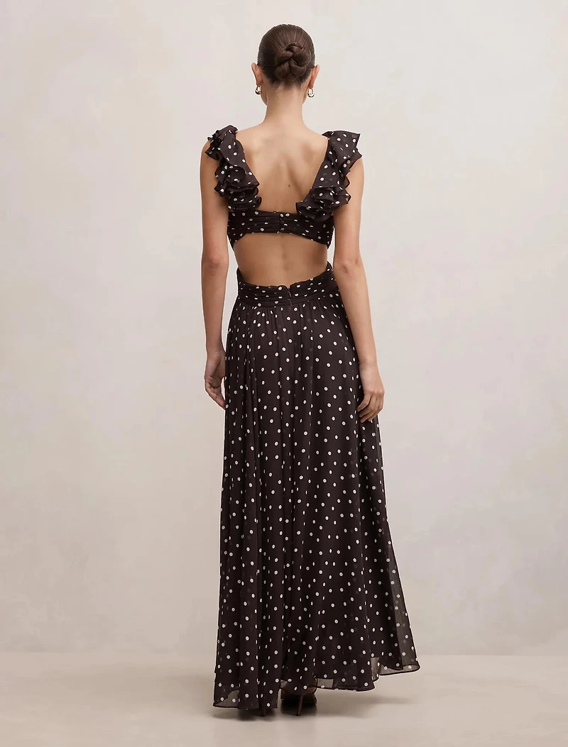 Selena Ruffle Shoulder Maxi Dress
