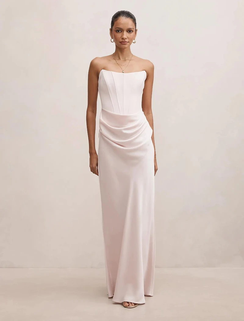 Isra Petite Drape Strapless Maxi