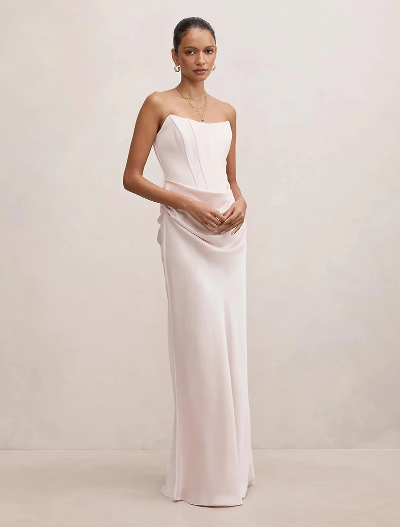 Isra Petite Drape Strapless Maxi