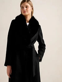 Monica Fur Collar Wrap Coat