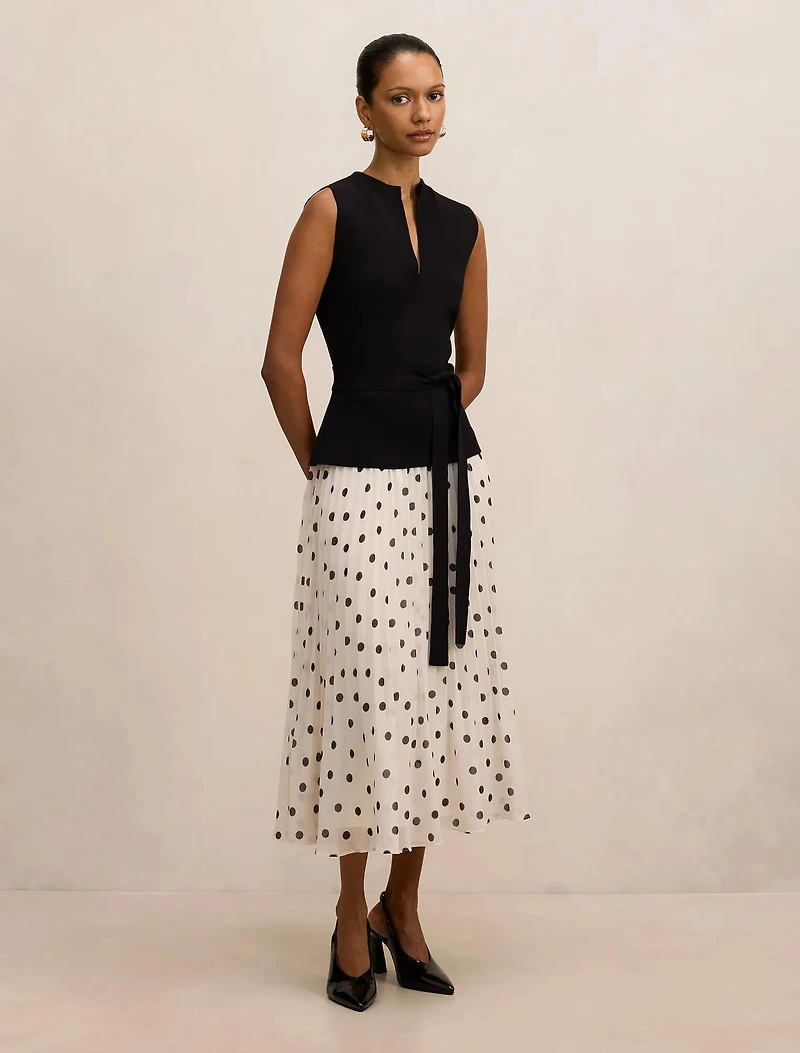 Tanya Petite Woven Mix Knit Dress