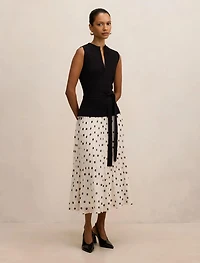 Tanya Petite Woven Mix Knit Dress