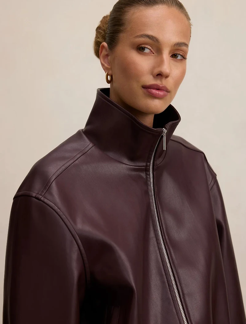 Julia PU Funnel Neck Jacket