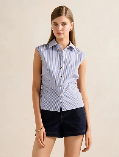 Nova Ruched Stripe Collared Top