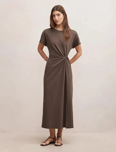 Rose T-Shirt Twist Midi Dress