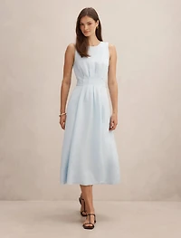 Rosie Linen Sleeveless Tuck Midi Dress