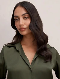 Harvey Notched Neck Satin Shirt