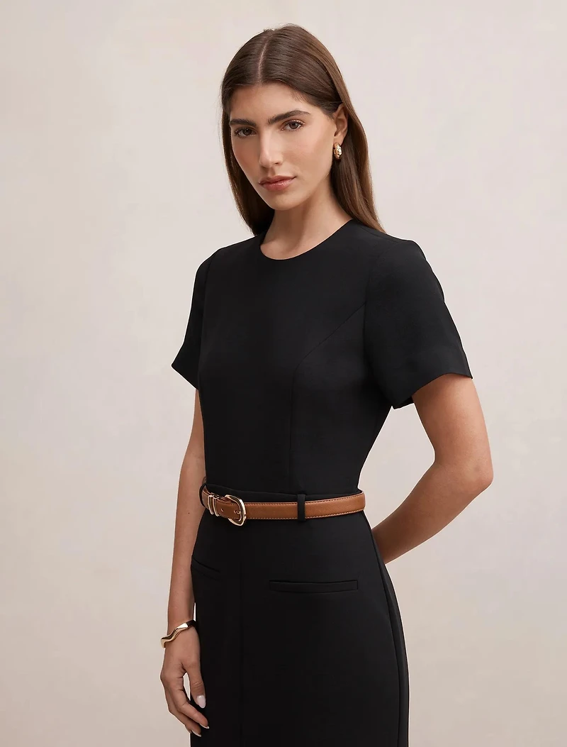 Bailee Belted Tailored Midi Dress