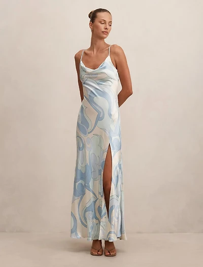 Tyler Satin Cowl Slip Maxi