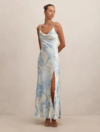 Tyler Satin Cowl Slip Maxi