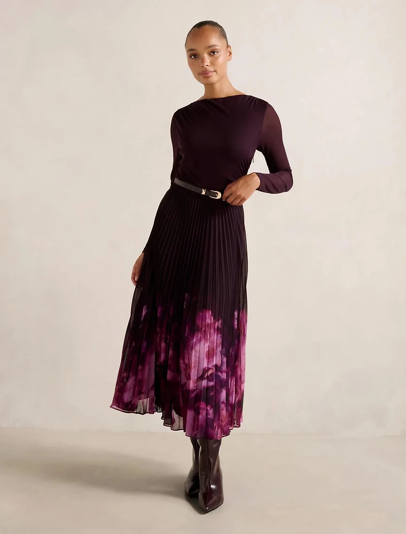 Adelina 2-in-1 Pleat Midi Dress