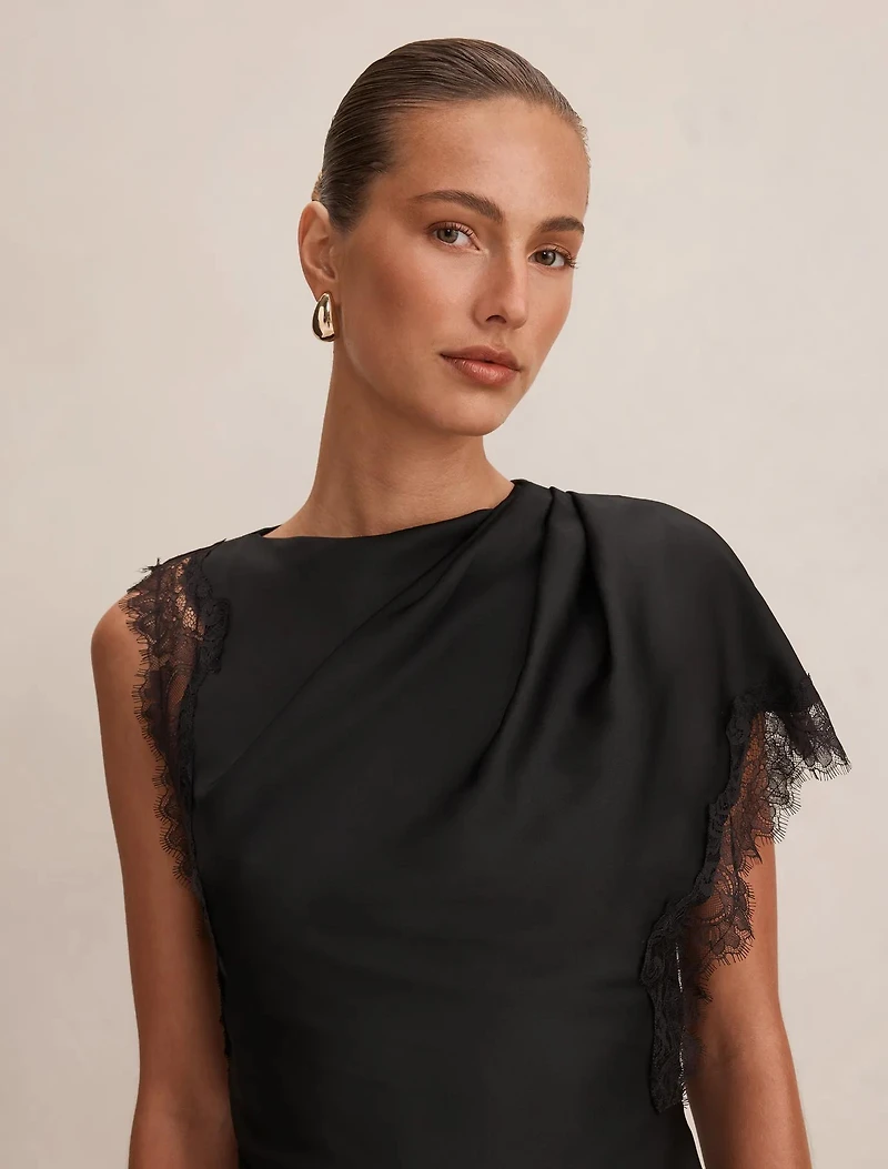 Giselle Satin Lace Asym Mini