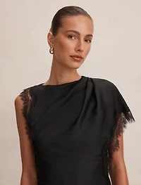 Giselle Satin Lace Asym Mini