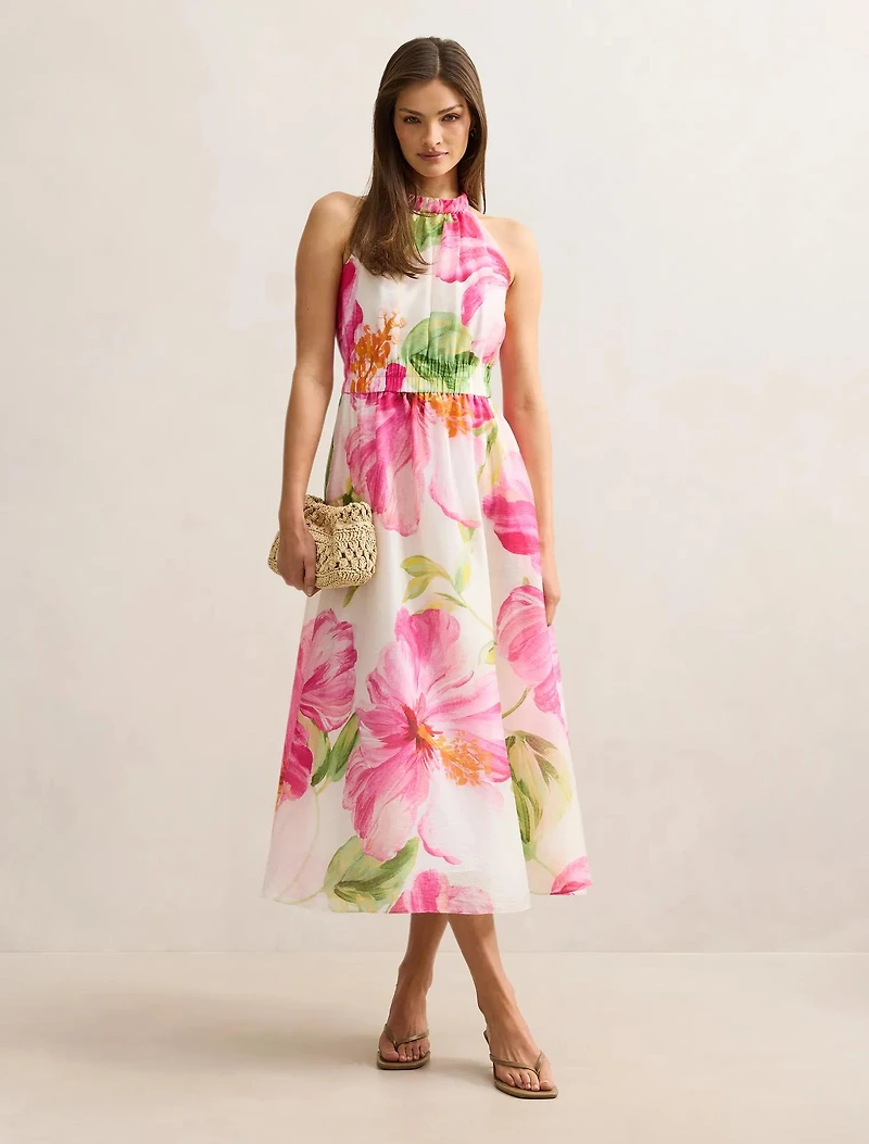 Magnolia High Neck Midi Dress