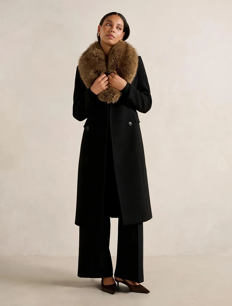 Chelsea Double Breasted Fur Collar Coat
