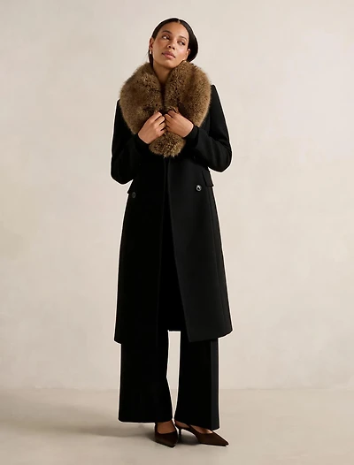Chelsea Double Breasted Fur Collar Coat