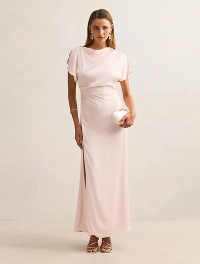 Genevieve Satin Drape Maxi Dress